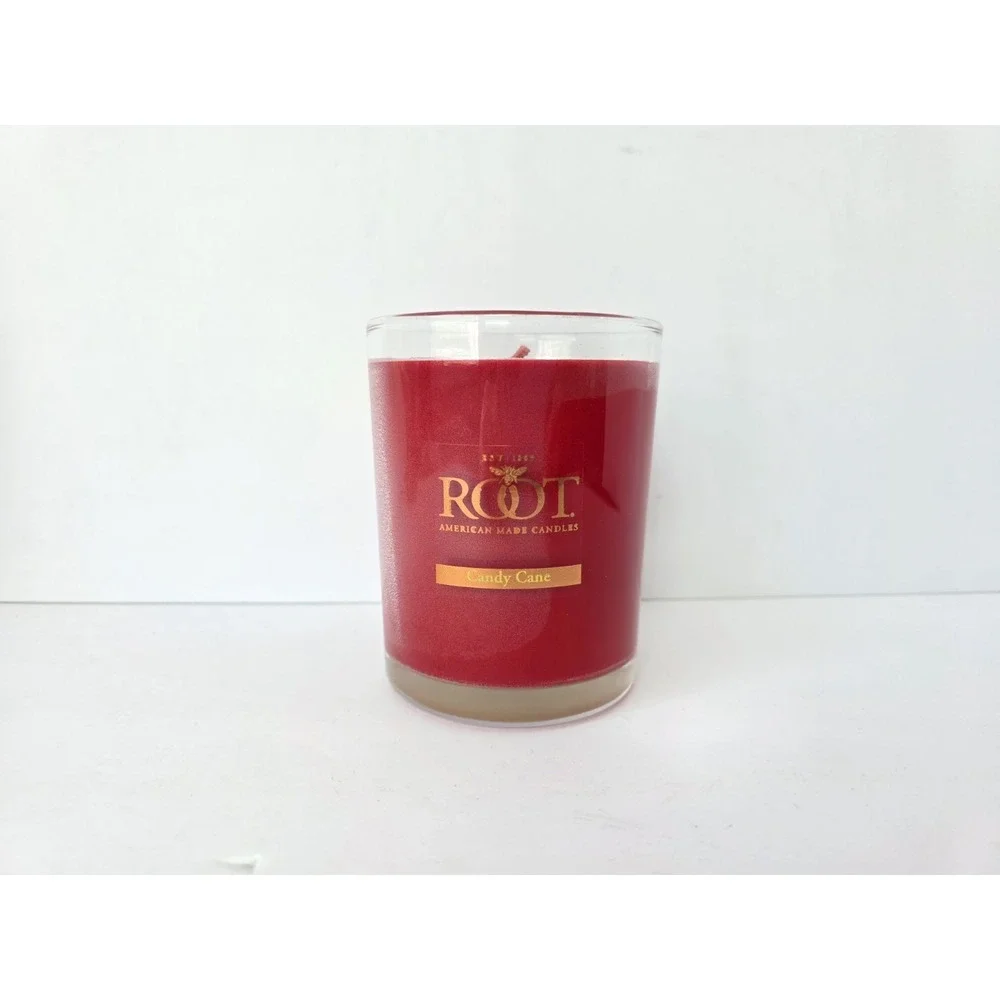 Root Candles 16 oz Candy Cane Beeswax Blend Christmas glass jar candle NEW nolid